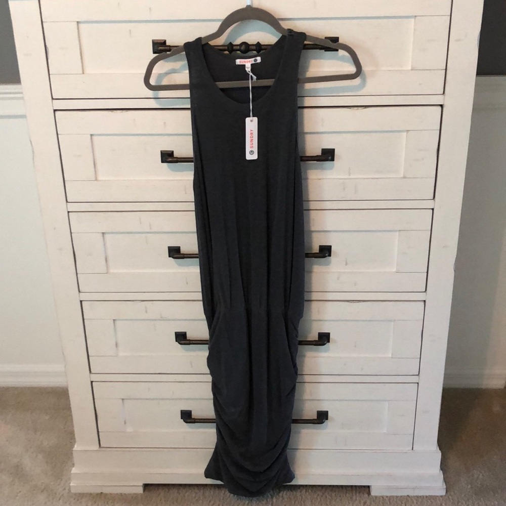 NEW WITH TAGS SUNDRY TANK DRESS IN SIZE 1, DARK GRAY.